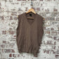 Vintage 1970s 1980s Brown Beige Knitted Tank Top Sweater Vest Jumper