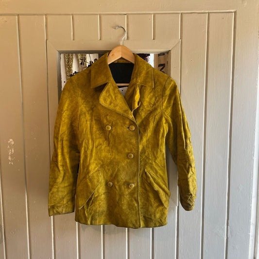 Vintage 60s/70s Yellow Suede Leather Jacket Coat