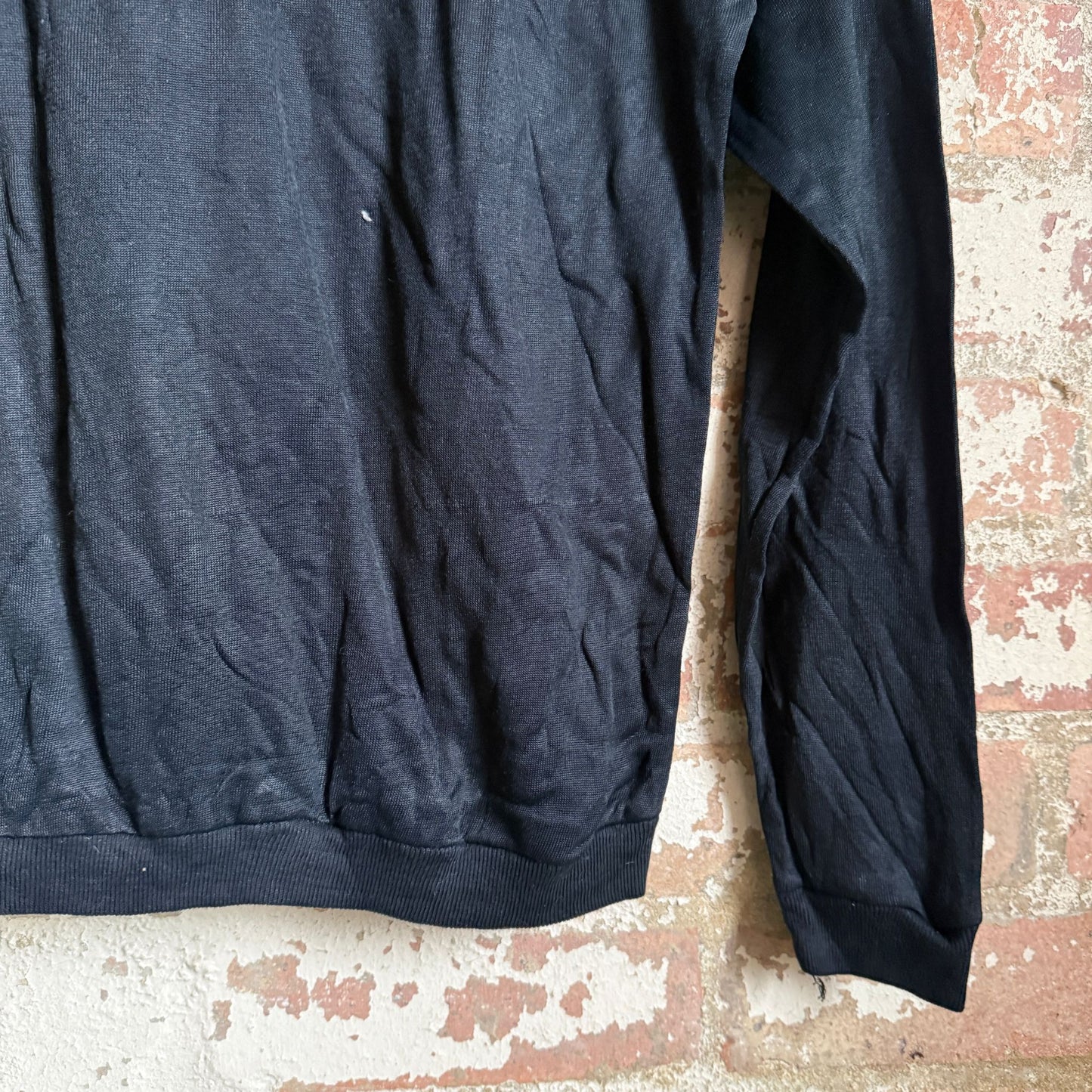 1970s Black Unusual Raglan Roll Neck Long Sleeve Top