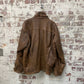 Vintage 1980s 1990s Brown leather Bomber Flight Jacket Coat