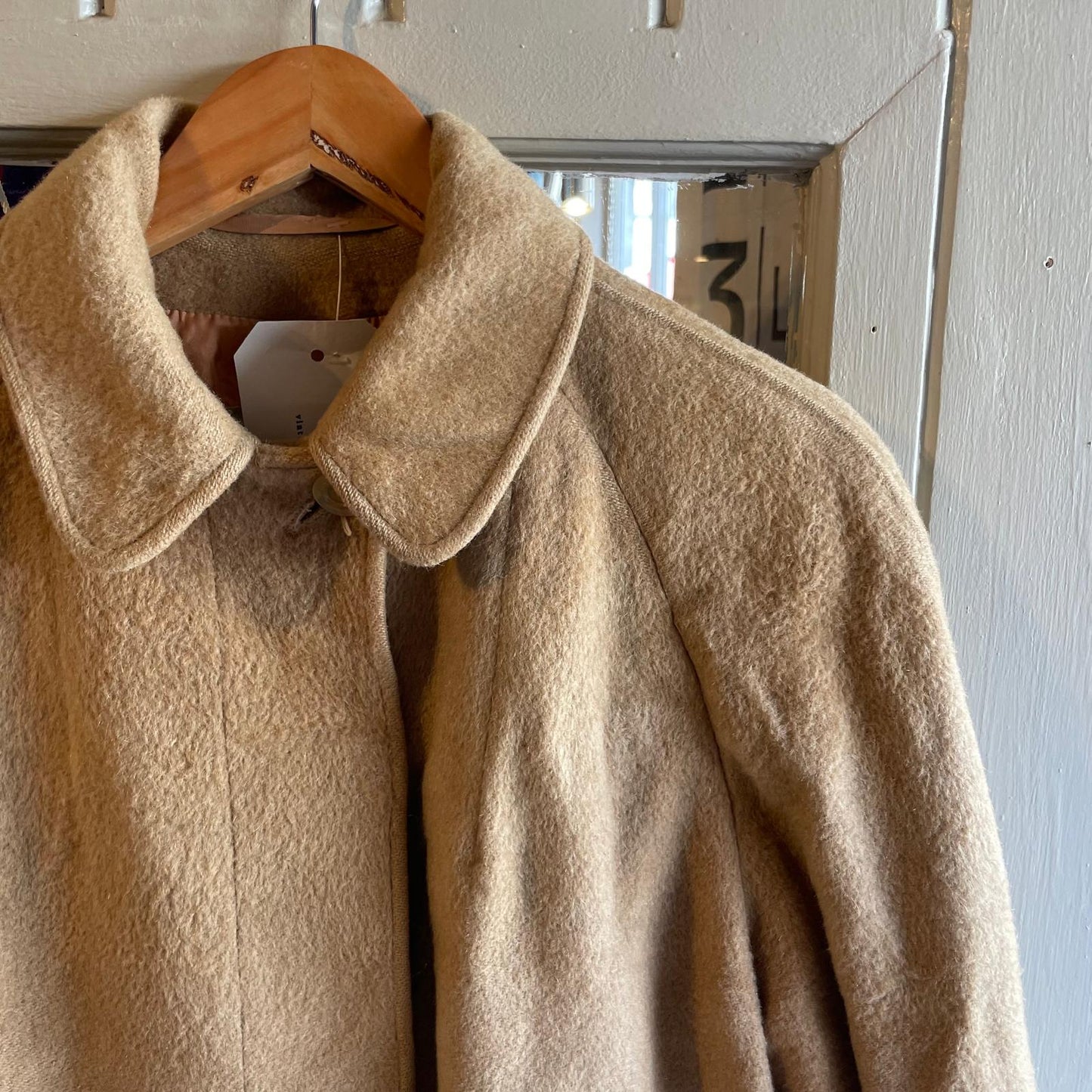 1980s Beige Aquascutum Wool Mid Length Coat