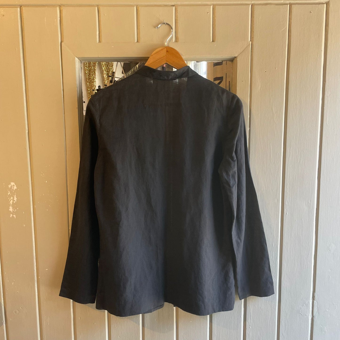 Vintage 70s/80s Black Linen Open Blazer Jacket
