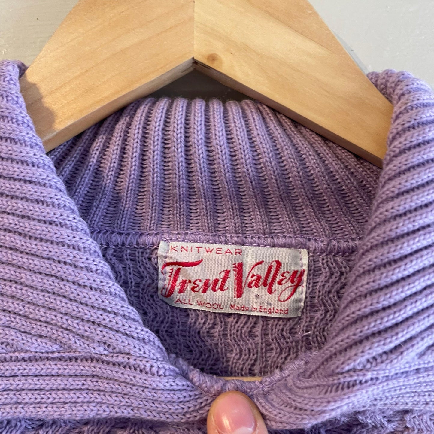 1940s Purple Collared Knitted Wool Jumper