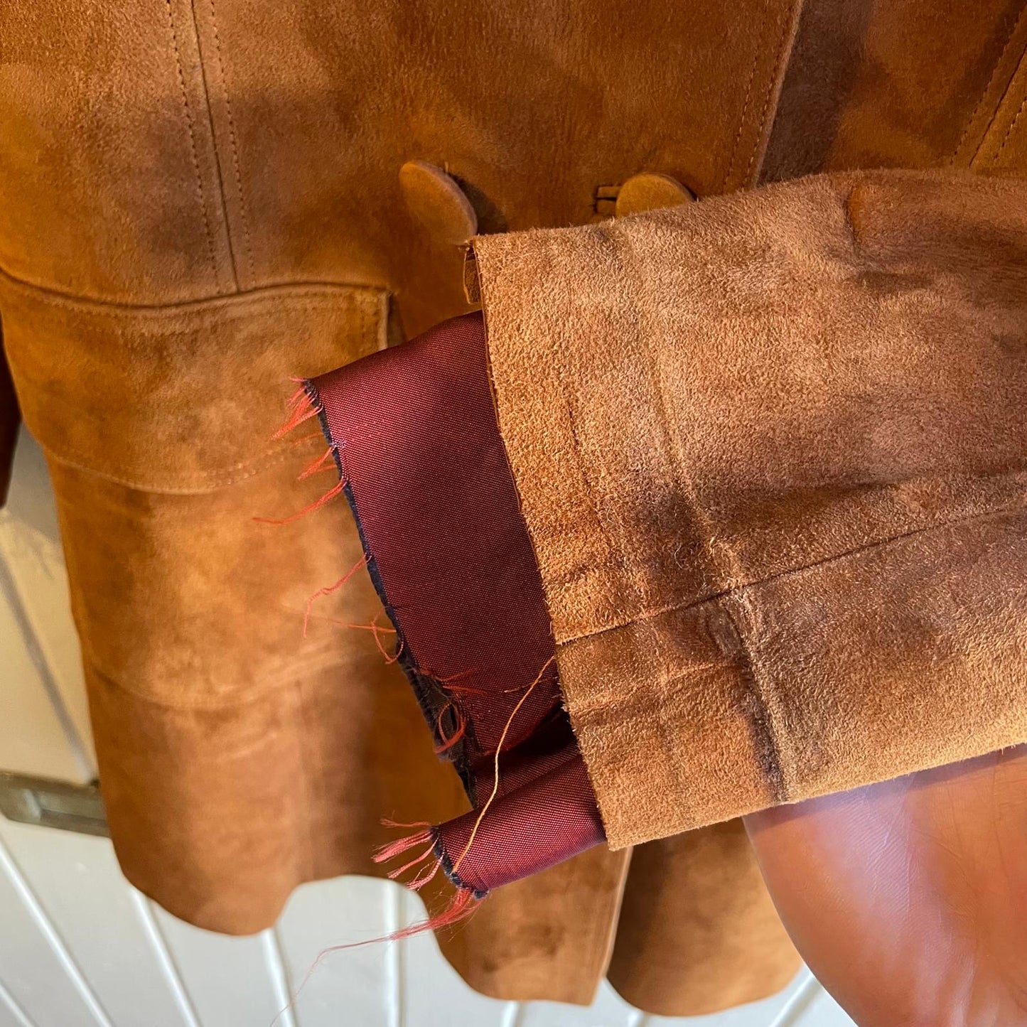 1960s Double breasted Brown Suede Long Coat