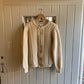 1980s Cream Wool Arran Knitted Zip Cardigan Jumper