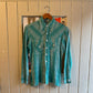 1970s Turquoise Indian Cotton Cheesecloth Patterned Button Shirt