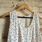 1970s White Print Cotton Vest Top