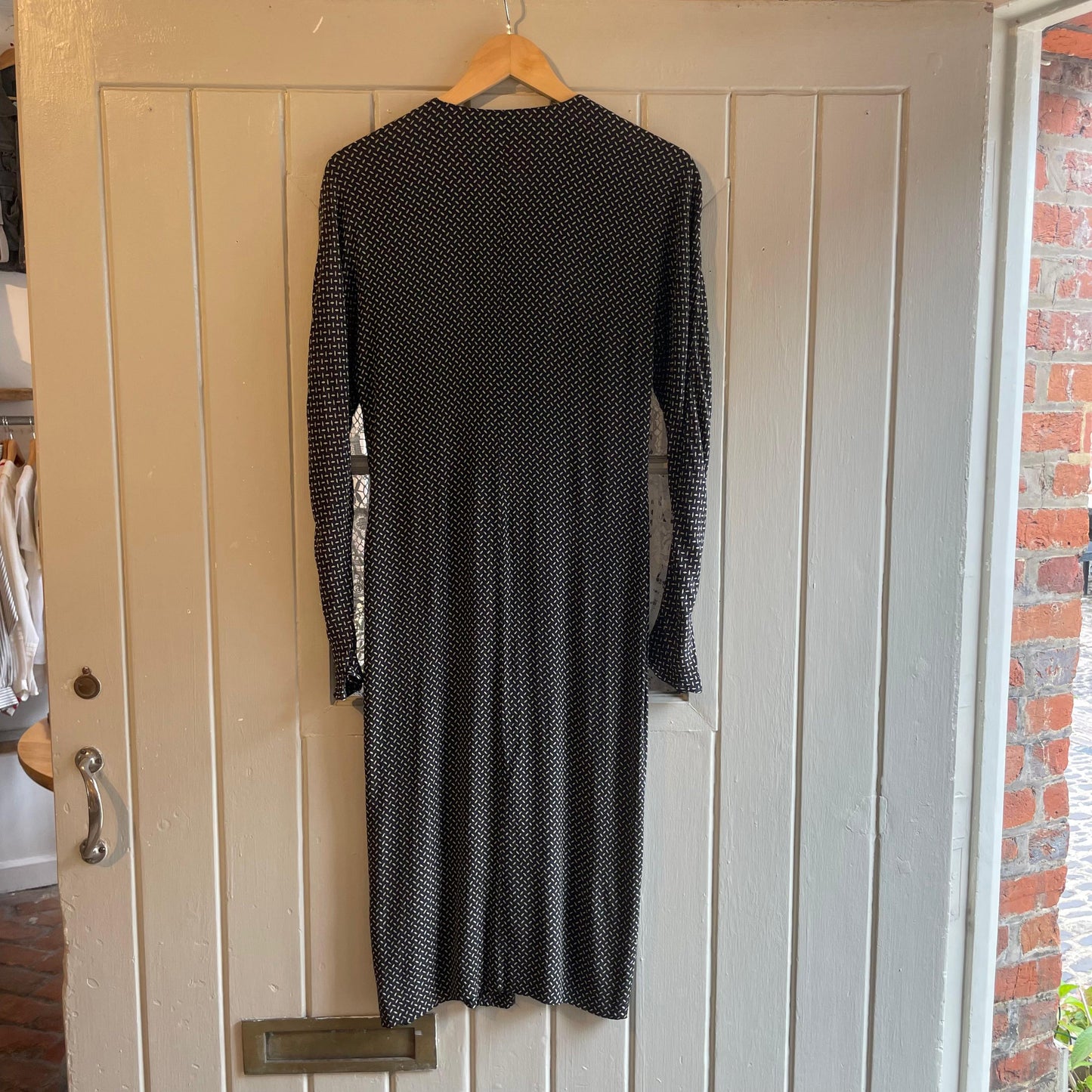 1940s Black Spotted Rayon Dress