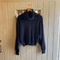 1980s , 1990s Navy Wool Laura Ashley Roll Neck Jumper