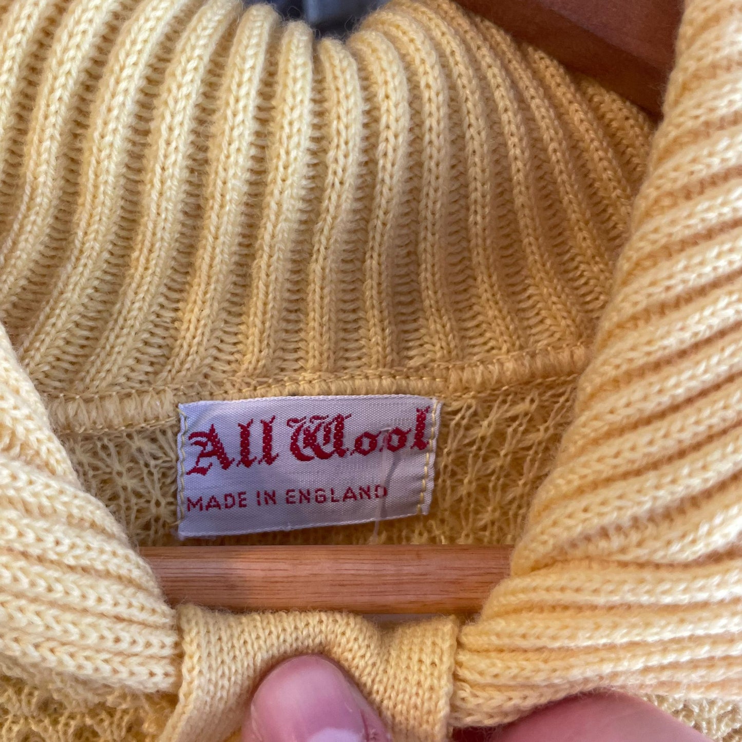 Vintage 50s/60s Yellow Wool British Knitted Unusual Jumper