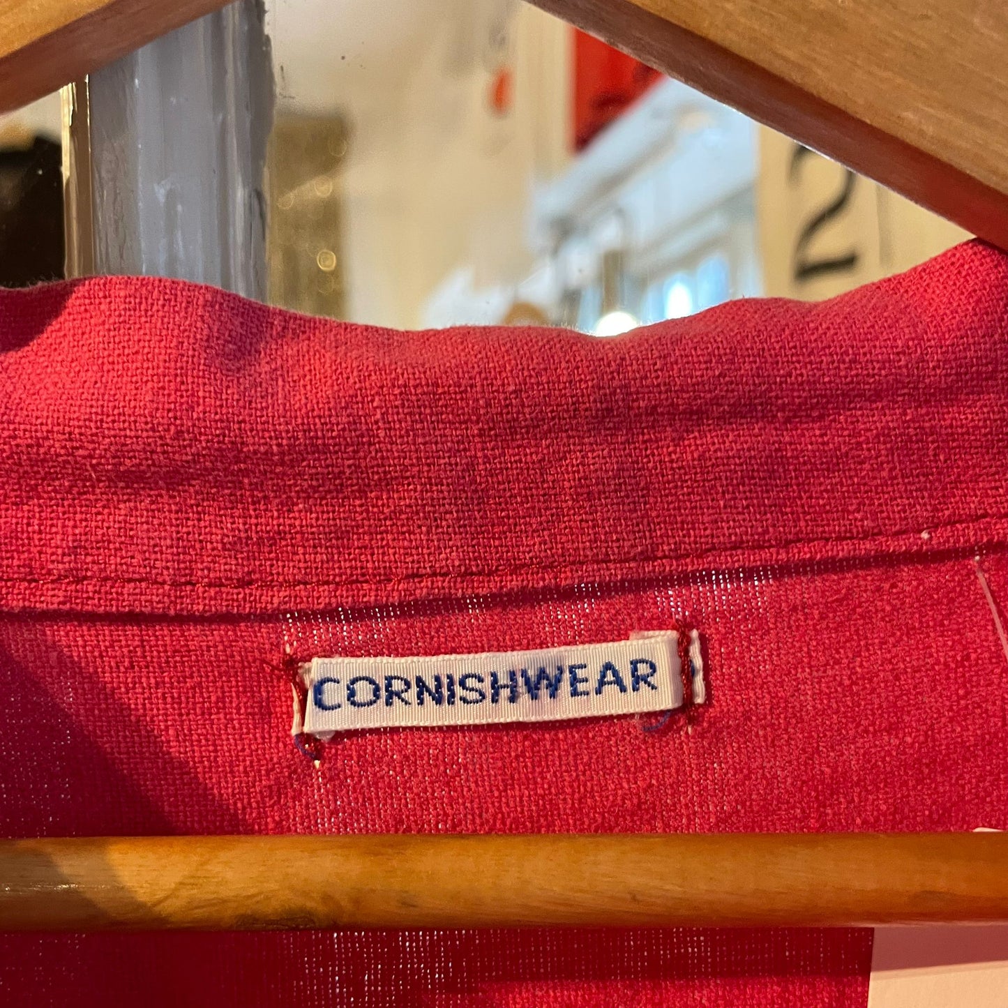 1980s Red Cotton British Work Fisherman Artist Smock Jacket