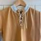 1970s Beige Lace Tie Italian Shirt