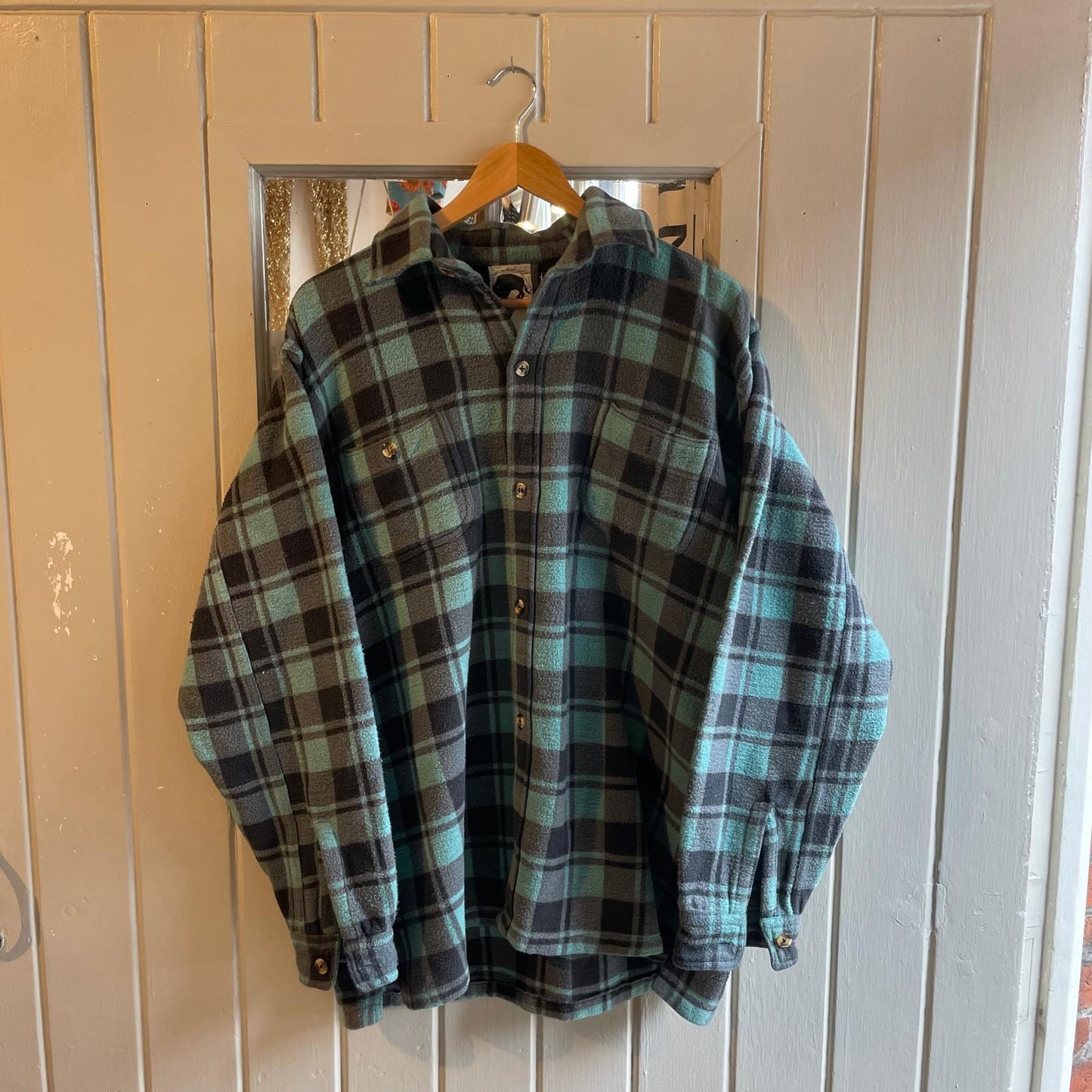 1980s Green and Black Moleskin Work Shirt