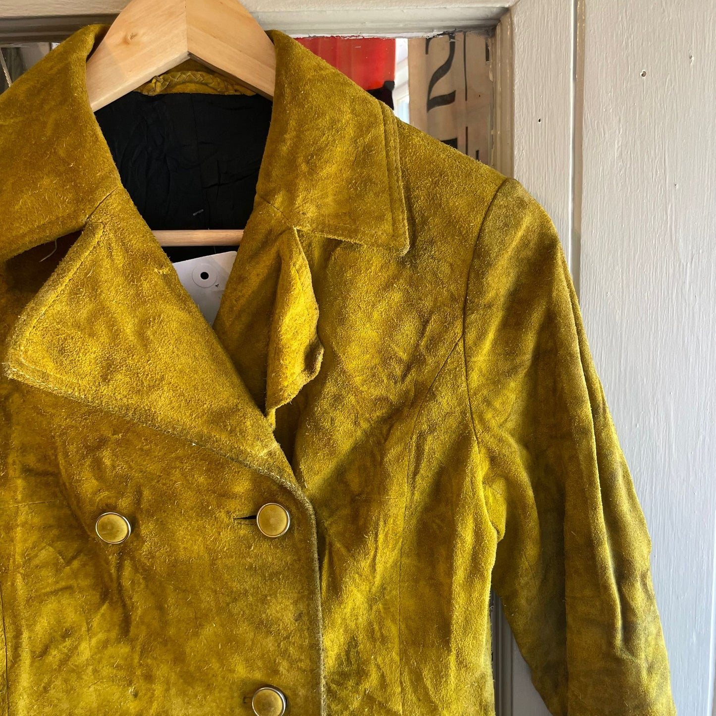 Vintage 60s/70s Yellow Suede Leather Jacket Coat