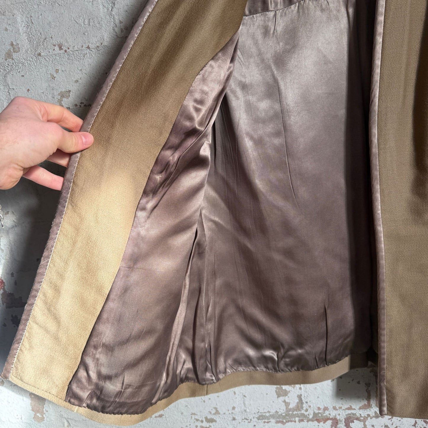 1950s Beige Satin Wool Liner Vest Gilet