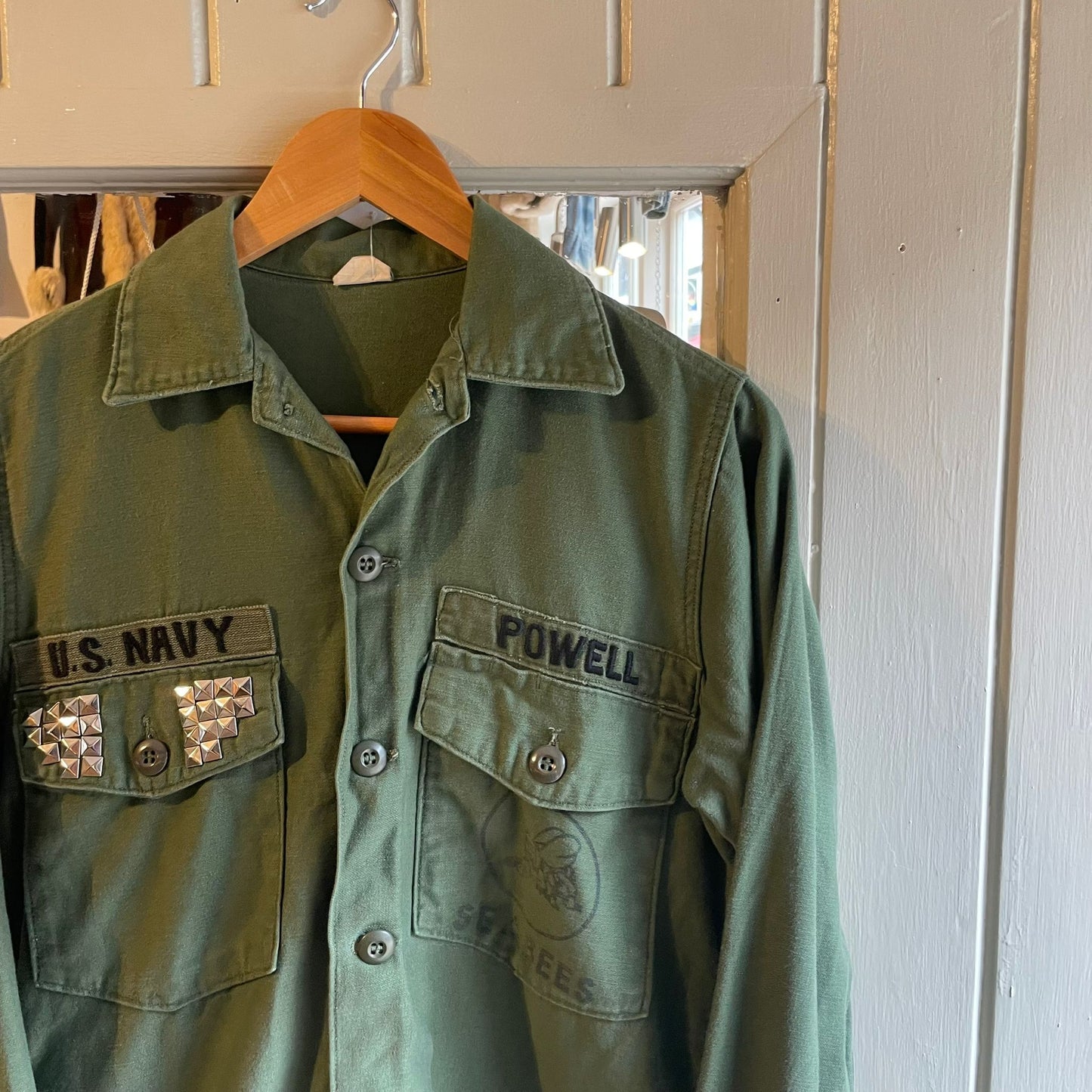 1980s Green Khaki US Military Shirt Jacket