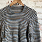 1980s Grey Striped Sergio Tacchini Knitted Jumper