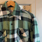 1970s Green Wool Blanket Lined Flannel Shirt Jacket
