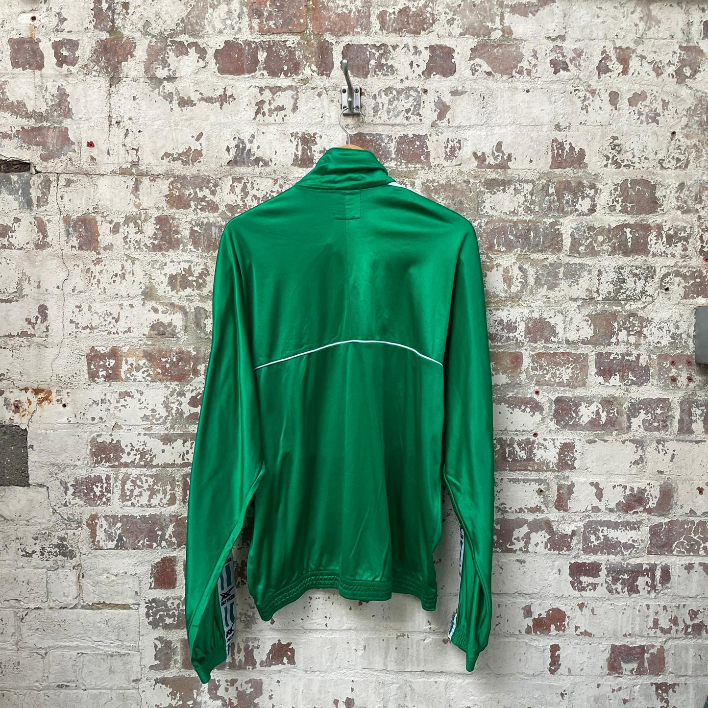 Vintage 1980s 1990s Green Asics tape Logo Track Top Jacket