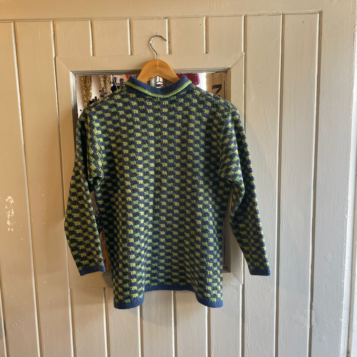 Vintage 70s/80s Green Wool British Patterned Knitted Jumper