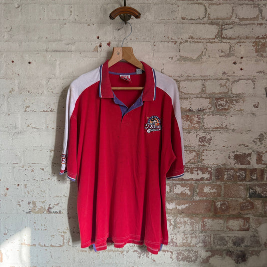 1990s Red Mickey Mouse Disney Polo Shirt Top