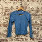 Vintage 1970s 1980s Blue Long Sleeve Top