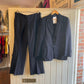 Vintage 70s/80s Navy Wool Button Pin Stripe Two Piece Suit