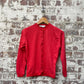 Vintage 1970s 1980s Red Button Up Knitted Cardigan Jumper