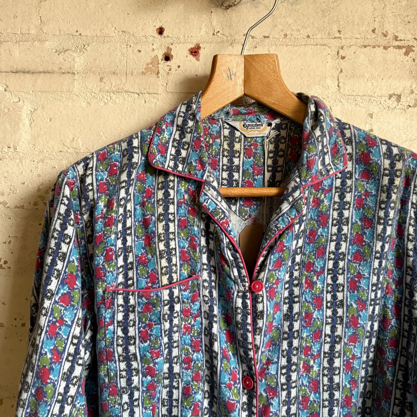 1950s Blue Paisley Patterned Button Shirt