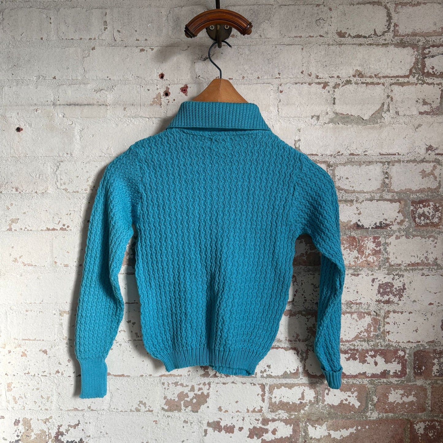 1950s Blue Wool Cable Knitted British Jumper