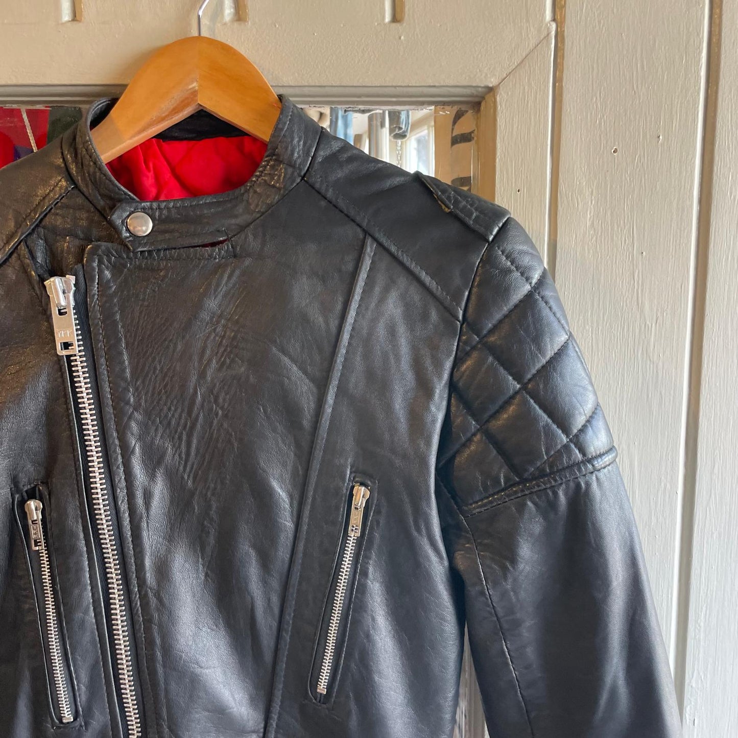 1980s Black Leather Biker Punk Jacket