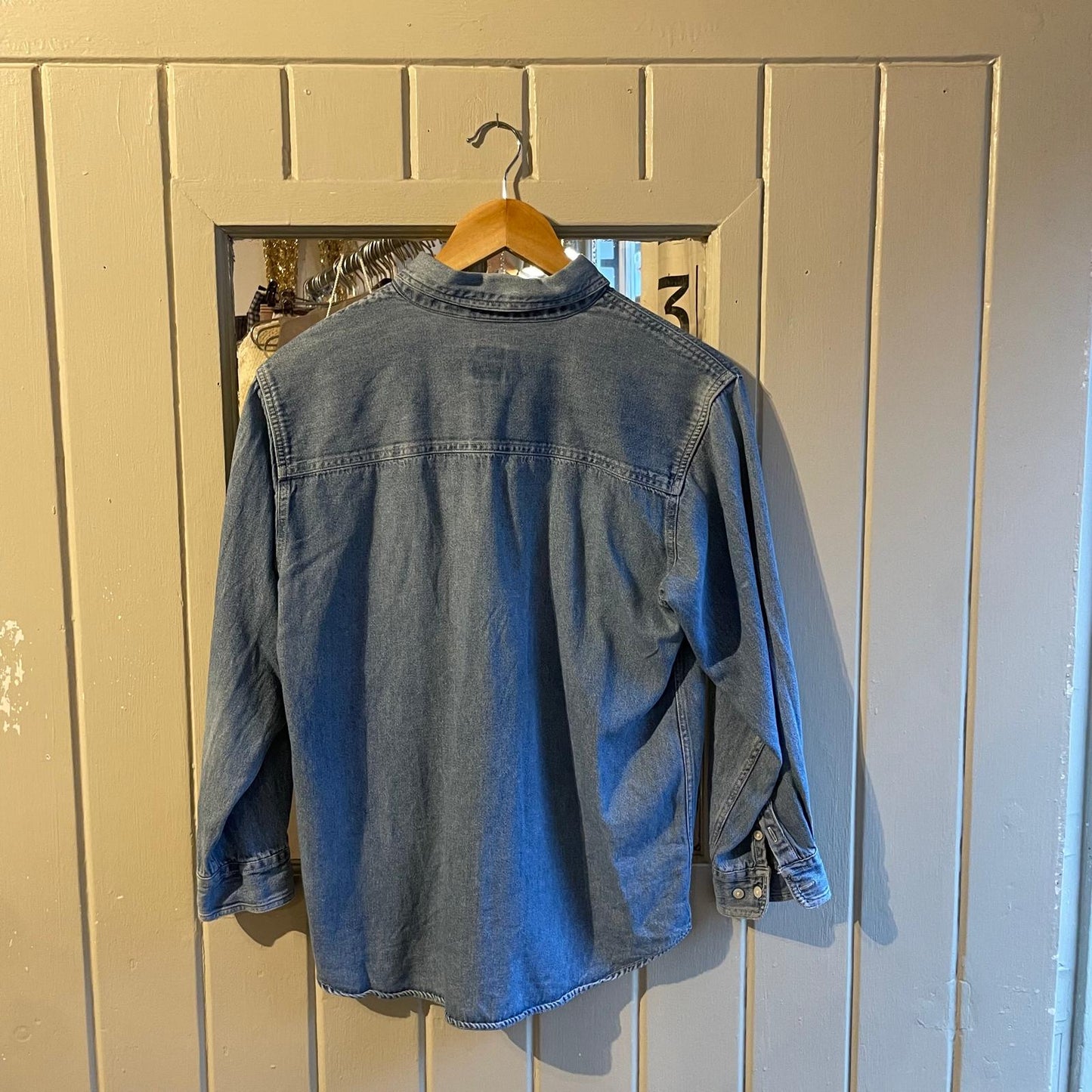 1990s Blue Long Sleeve Denim Button Shirt