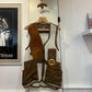 1960s 1970s Unusual Netting Suede Shooting Hunting Gilet Jacket