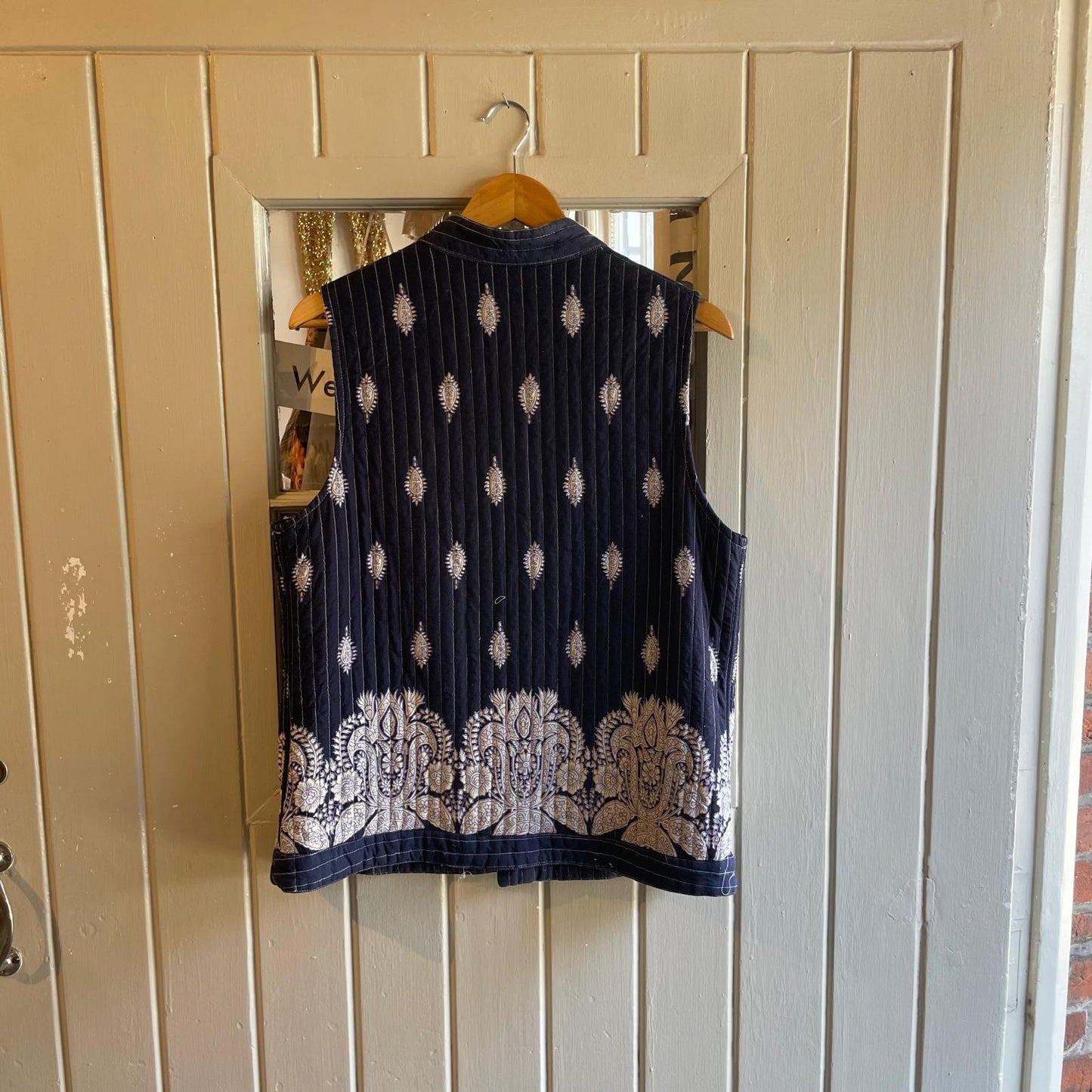 1980s Navy Cotton Padded Quilted Gilet Vest