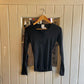 Vintage 70s/80s Black Cotton Long Sleeve Blank Top
