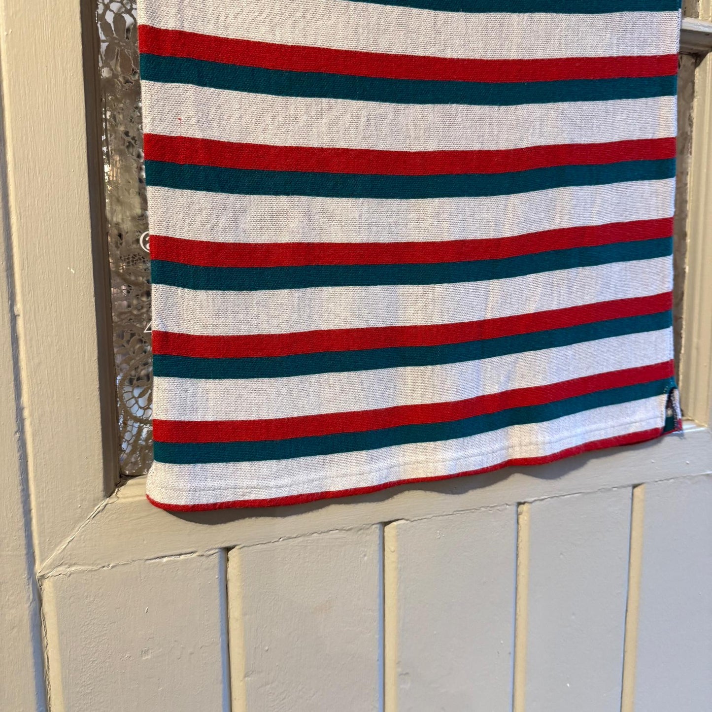 1970s Italian Striped Boat Neck Cotton T-Shirt Top