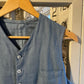 1930s Blue Linen Button Waistcoat