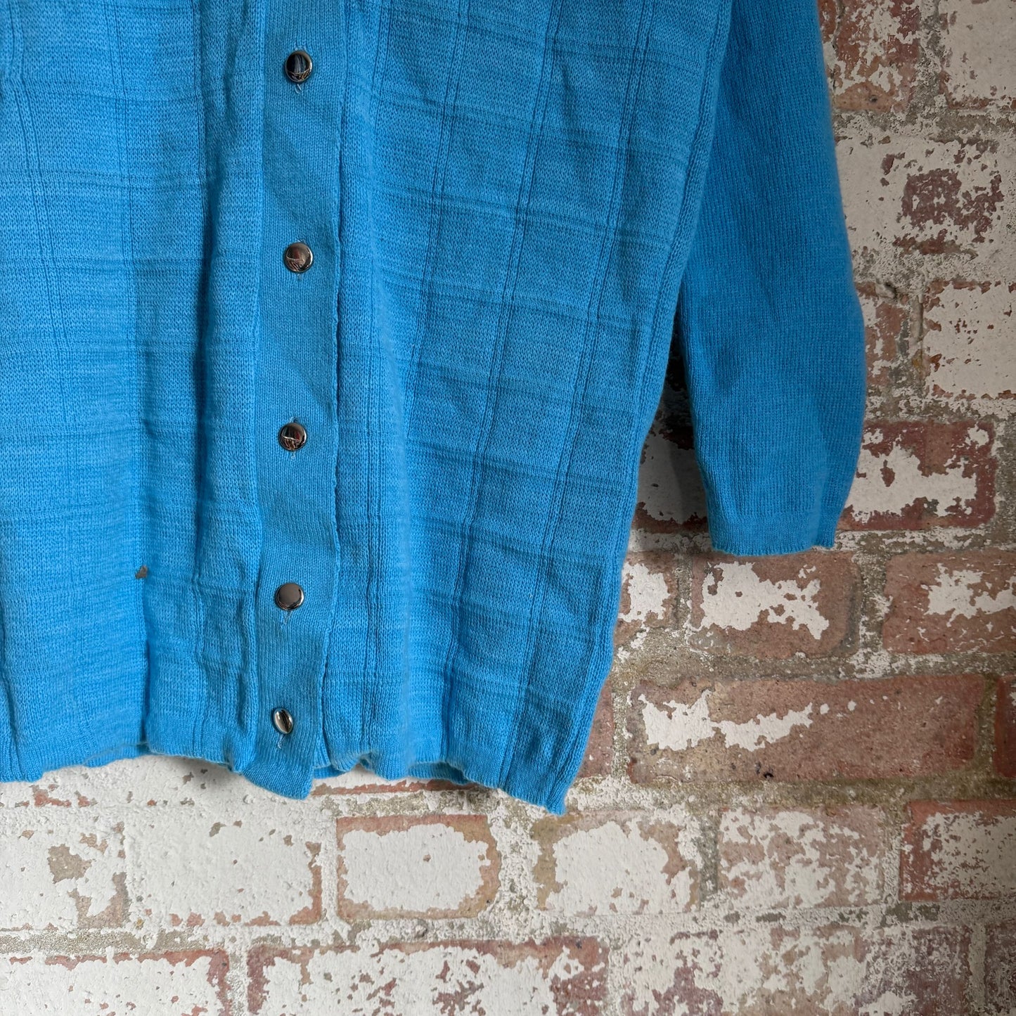 1960s Blue Wool Button up Cardigan Jumper