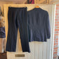 Vintage 70s/80s Navy Wool Button Pin Stripe Two Piece Suit