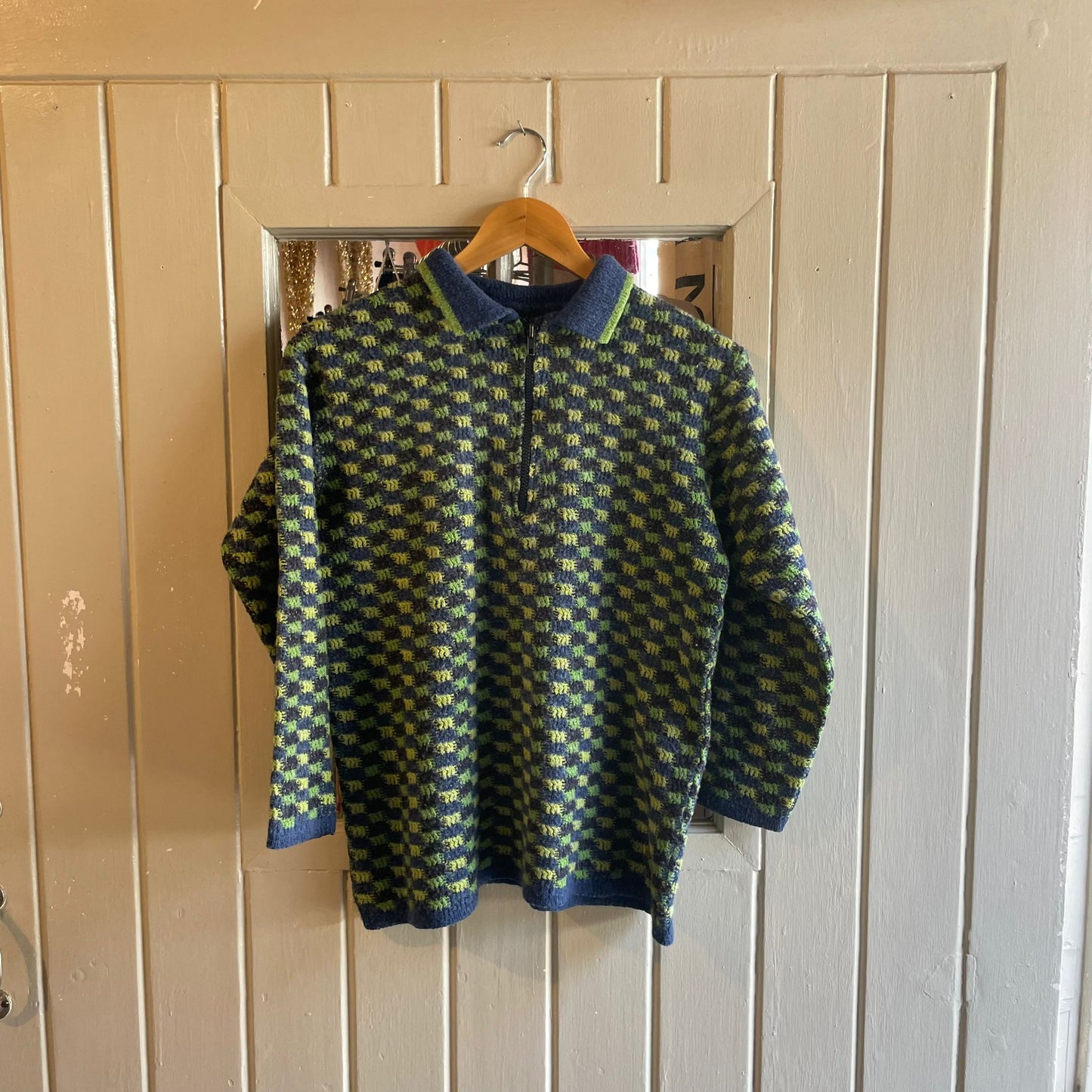Vintage 70s/80s Green Wool British Patterned Knitted Jumper