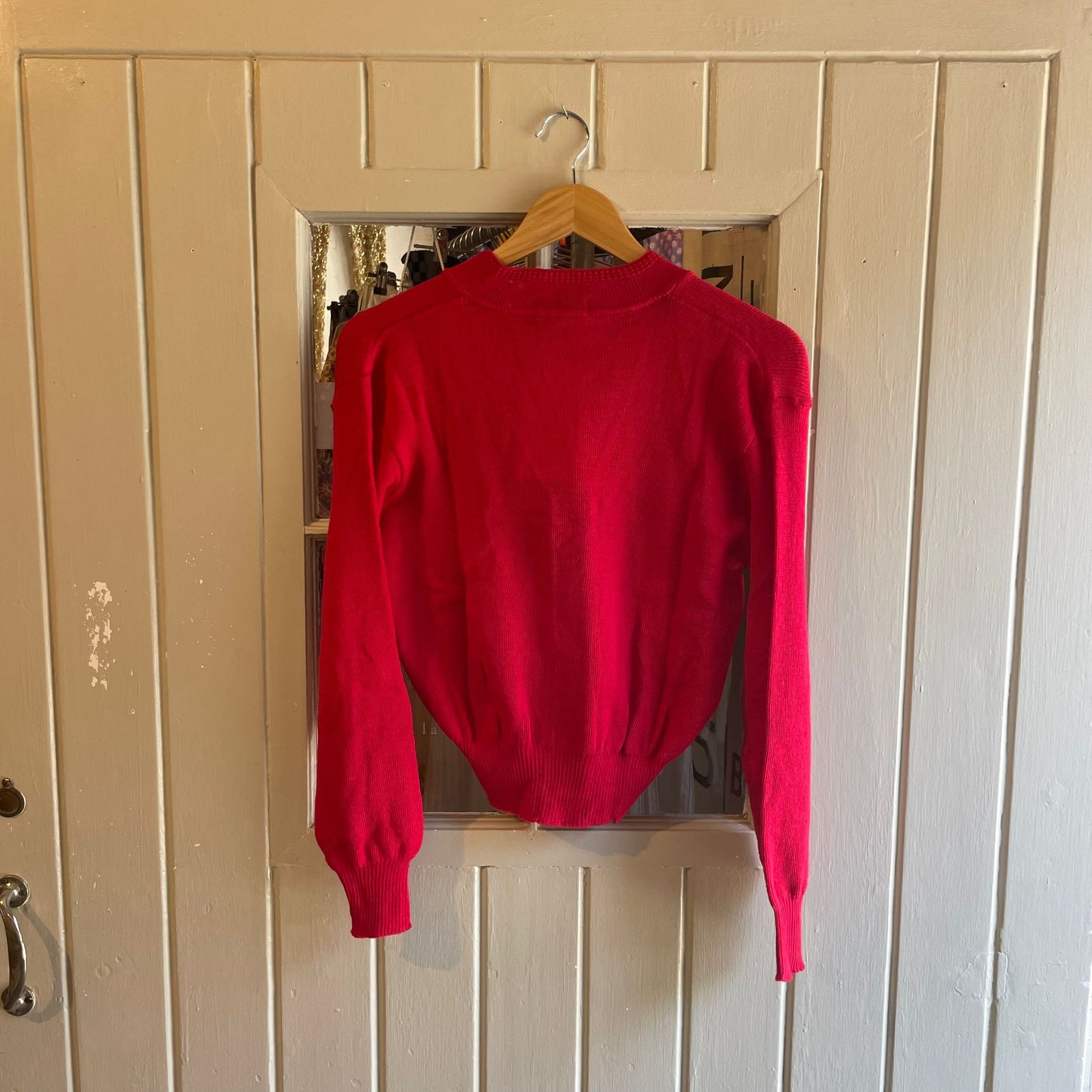 Vintage 50s/60s Orange/Red Wool British Knitted Cardigan Jumper