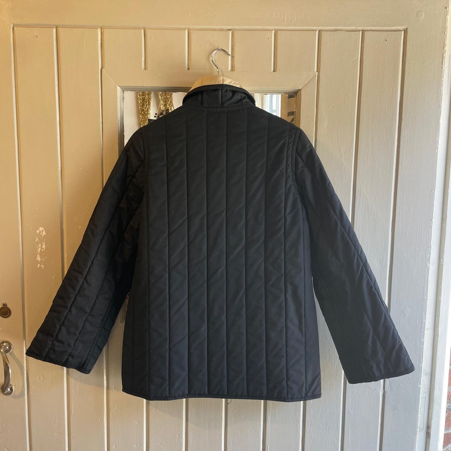 1980s Reversible Black and Cream Padded Quilted Coat